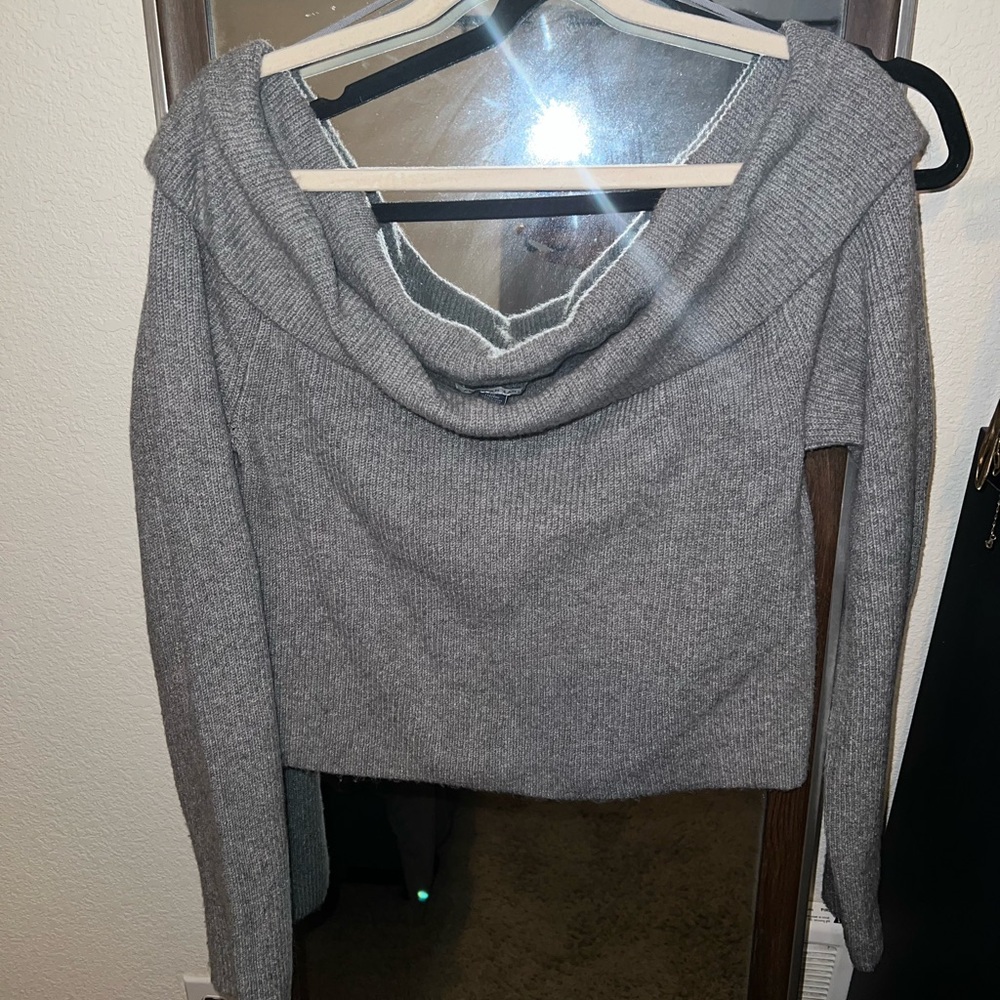 American Eagle Outfitters Gray Cowl Neck Sweater